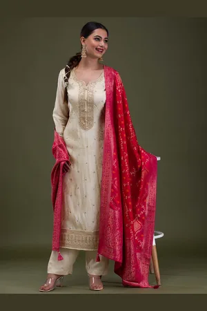 Koskii Women Ethnic Motifs Embroidered Sequinned Kurta with Trousers & With Dupatta