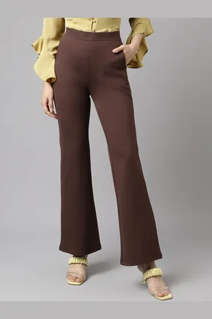 Latin Quarters Women Mid-Rise Flat Front Nylon Bootcut Trousers