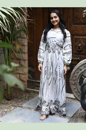 Exotic India Assorted Vintage Bright White Pure Silk Victorian Date Dress