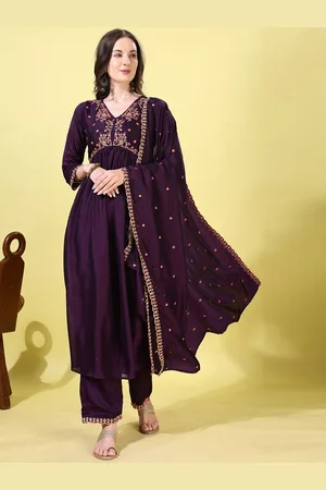 Kalini Women Ethnic Motifs Embroidered Regular Kurta with Palazzos & With Dupatta