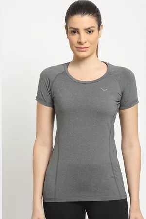 Invincible Women Solid Stretch Round Neck Tee