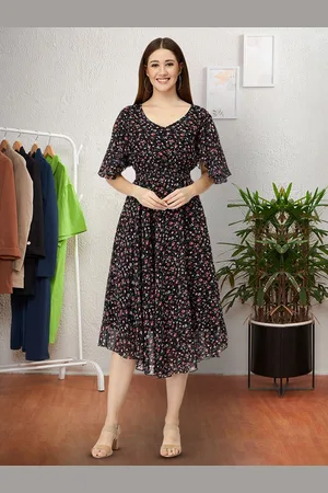Moda Rapido Floral Print Applique Fit & Flare Dress