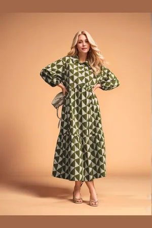 DressBerry Women Geometric Below Knee Dress