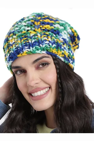 Magic Needles Women Acrylic Self Design Beanie