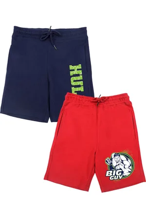 Wear Your Mind Boys Red & Navy Blue Pack of 2 Printed Marvel Shorts