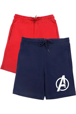 Wear Your Mind Boys Pack of 2 Navy Blue & Red Avengers Printed Shorts