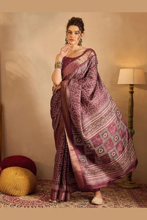 Saree mall Ethnic Motifs Zari Bagru Saree