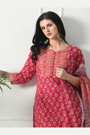 DIVASTRI Women Floral Printed Regular Pure Cotton Kurta with Trousers & With Dupatta