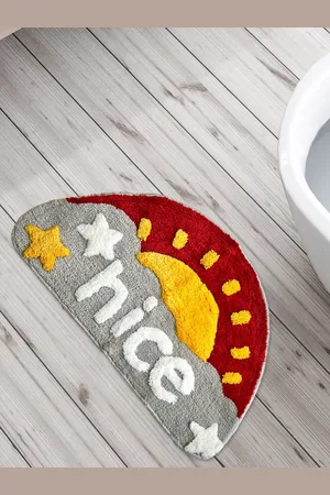 Home Centre Slate Grey & Red Textured 150 GSM Anti-Slip Bath Rug