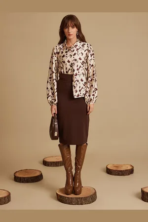 Kazo Women Standard Spread Collar Abstract Printed Formal Shirt