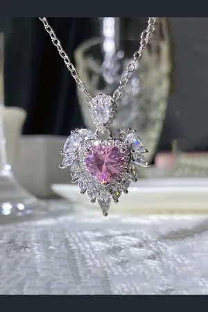 Designs & You Silver-Plated Stone Studded Heart Shaped Pendant With Chain