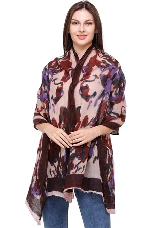 Exotic India Sand Dollar Silk-Wool Stole with Graffiti Print