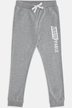 Pantaloons Boys Melange Grey Printed Cotton Jogger