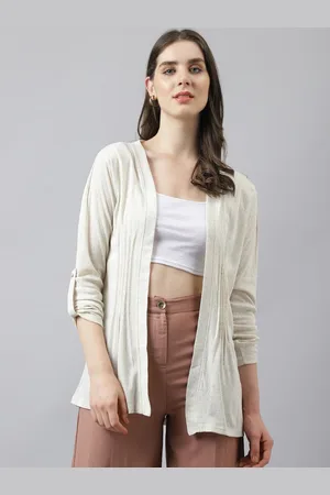 Latin Quarters Women Full Sleeve Linen Blend Shrug