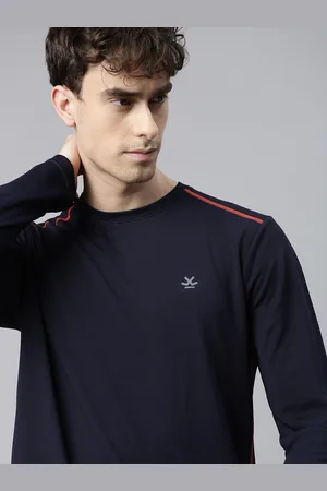 WROGN Men Navy Blue Solid Slim Fit Round Neck T-shirt