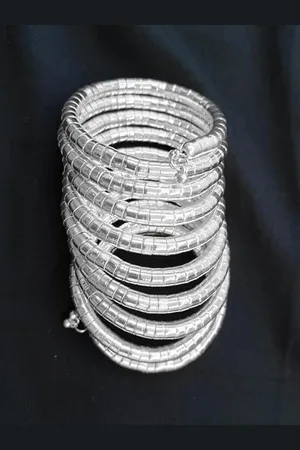 PRASUB Sliver Plated Turquoise Bangle Bracelet