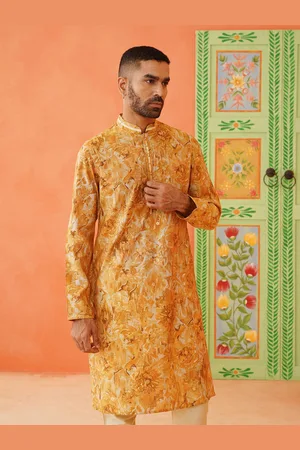 TheEthnic.Co Abstract Printed Mandarin Collar Pure Cotton Straight Kurta