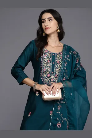 Indo Era Women Embroidered Regular Thread Work Kurta with Trousers & With Dupatta