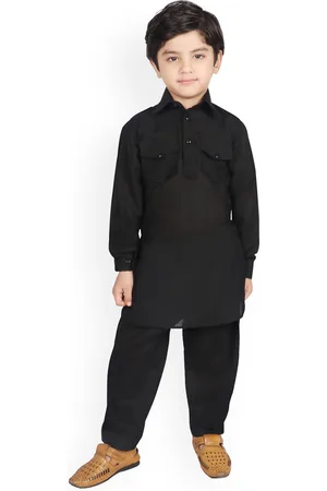 SG Boys Black Solid Kurta with Pyjamas