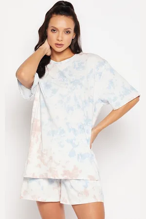 EDRIO Tie & Dye Dyed Pure Cotton Round Neck T-Shirt with Shorts Co-Ords