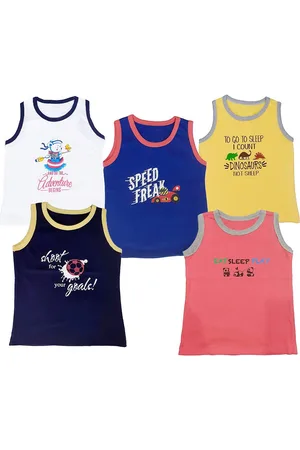 EIO Infant Kids Pack Of 5 Typography Printed Cotton T-Shirt