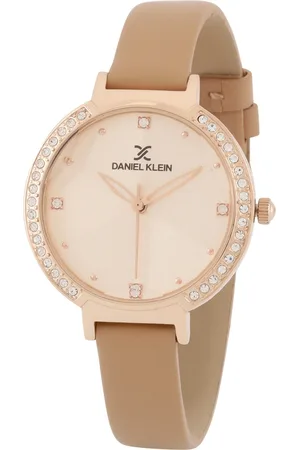Daniel Klein Women Rose Gold-Toned Dial & Brown Leather Straps Analogue Watch DK.1.12847