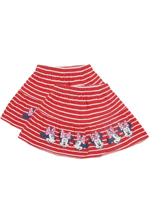 BodyCare Girls Pack of 2 Minnie Mouse Printed Cotton Flared Skirts