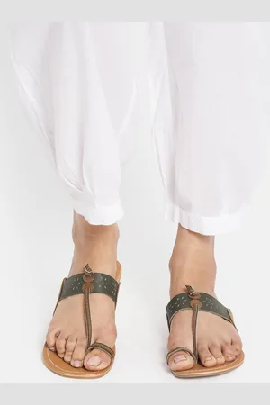 Fabindia Women Green & Brown Slip-On