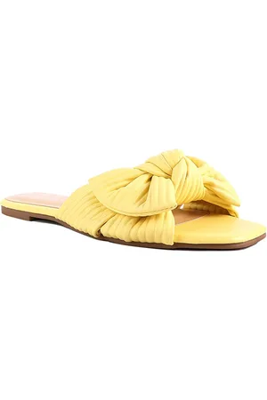London Rag Women Yellow Textured Square Toe Flats With Bows