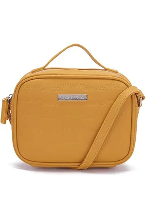 Nautica Typography Printed Zip Detail PU Leather Sling Bag