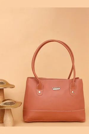 FOSTELO Rose Gold PU Structured Handheld Bag with Bow Detail