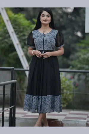 Kalini Print Puff Sleeve Fit & Flare Midi Dress