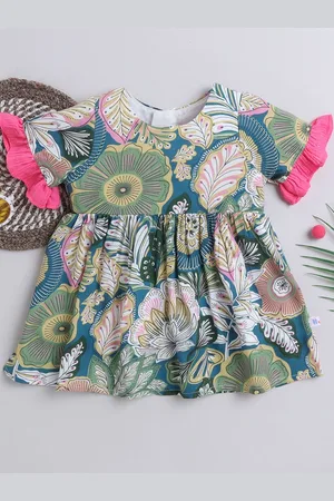 MANY FROCKS & Girls Floral Printed Fit & Flare Dress
