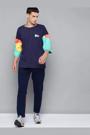 HRX Men Medival Blue Solid Camouflage Lifestyle Tshirt
