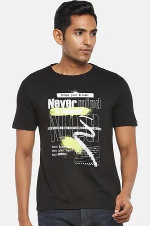 PEOPLE Men Black Printed Slim Fit T-shirt