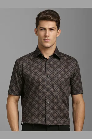 Louis Philippe Men Classic Spread Collar Geometric Printed Cotton Formal Shirt