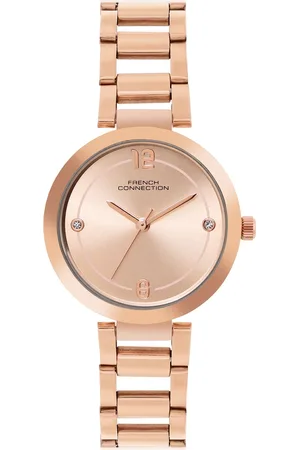 French Connection Women Embellish Dial Stainless Steel Analogue Watch FCN01B-Rose Gold