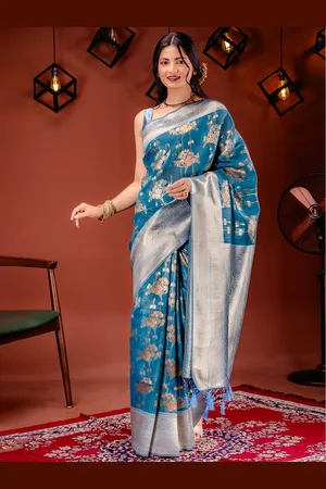 Mimosa Ethnic Motifs Woven Design Zari Art Silk Kanjeevaram Saree