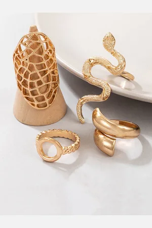 Jewels Galaxy Set Of 4 Gold-Plated Adjustable Finger Rings