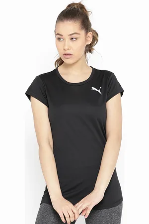 PUMA Women Black Active Round Neck T-shirt