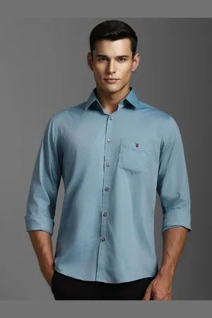 Louis Philippe Men Slim Fit Textured Spread Collar Pure Cotton Casual Shirt