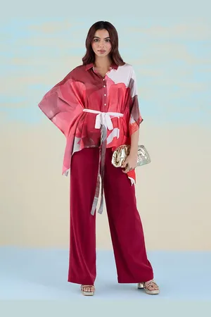 Liva Floral Print Extended Sleeves Liva Kaftan Top