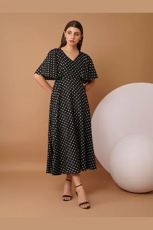 Chemistry Women Polka Dot Printed Fit and Flare Midi Dress