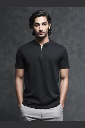 RARE RABBIT Men Rings-4 Slim Fit Solid Polo Collar T-Shirt