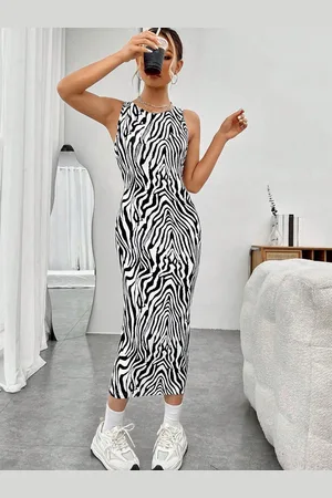 BAESD Women Animal Printed Bodycon Midi Dress
