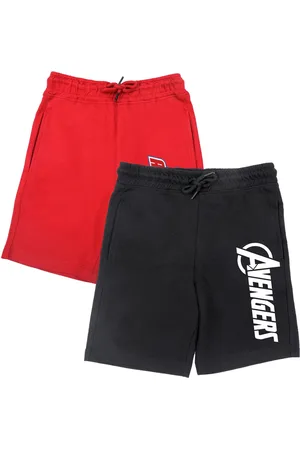 Wear Your Mind Boys Red & Black Pack of 2 Printed Cotton Shorts