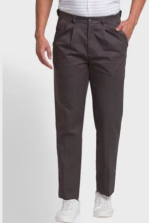 ColorPlus Men Charcoal Pure Cotton Formal Trousers