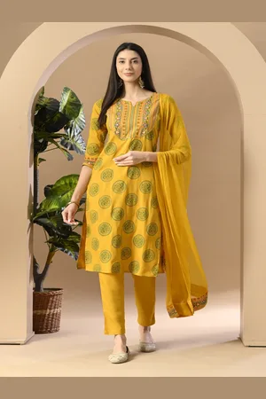 DIVASTRI Women Floral Printed Regular Kurta with Trousers & With Dupatta