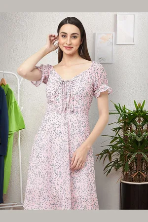 Moda Rapido Floral Print Applique Fit & Flare Dress
