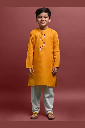 VESHAM Boys Mandarin Collar Straight Kurta with Pyjamas